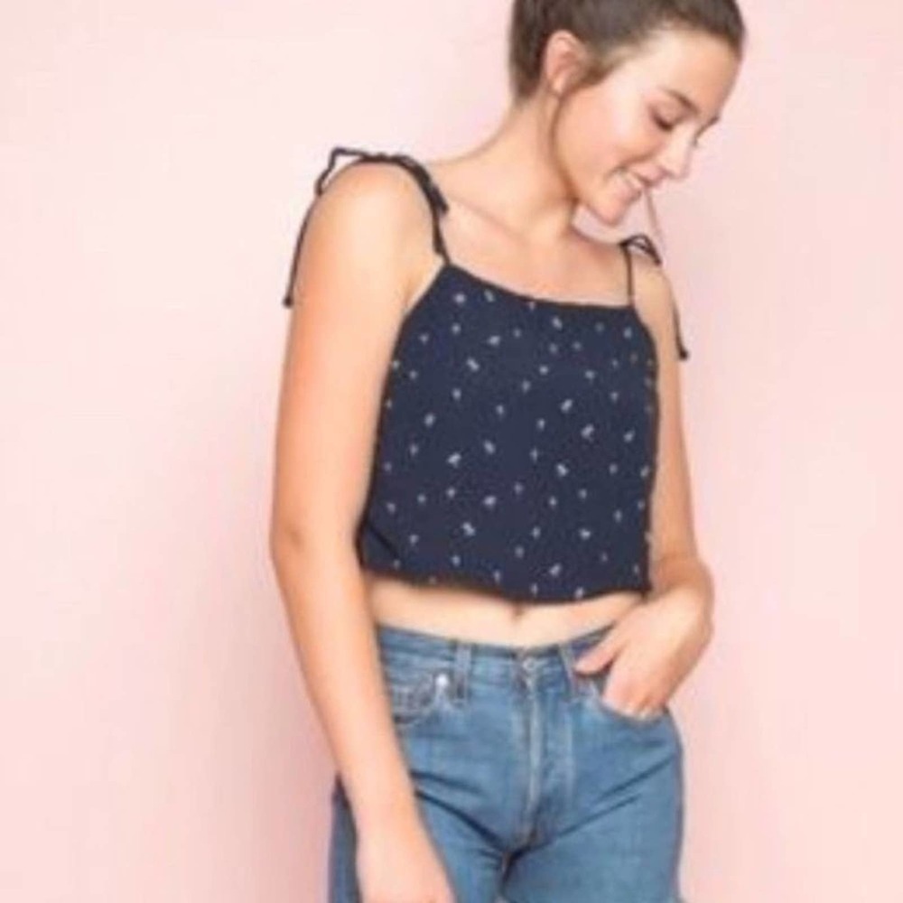 Brandy Melville | Palm Trees Crop Top Blue Small